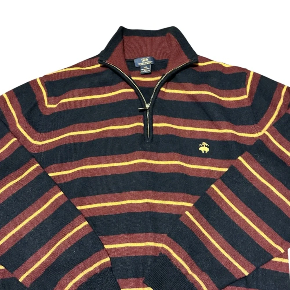 Brooks Brothers Men’s VINTAGE 1/4 Zip Stripe Sweater Merino Wool XXL